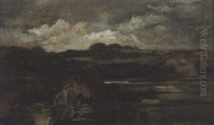 Abendliche Landschaft Unter Wolken
