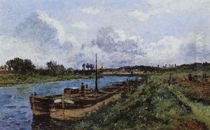 View Of The River Oise, Auvers-sur-oise by Karl Pierre Daubigny