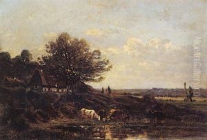 The Watering Hole by Karl Pierre Daubigny