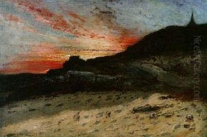Falaises En Bretagne by Karl Pierre Daubigny