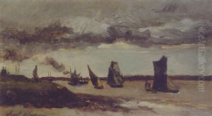 Ships Returning To Port by Karl Pierre Daubigny
