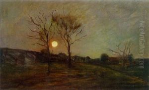 Clair De Lune Aux Environs D'auvers by Karl Pierre Daubigny
