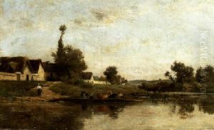 Le Passage De La Bac Sur L'etang De Longpre Le Passage De La Bac Sur L'etang De Longpre