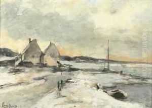 Lake View In Winter by Louis Apol