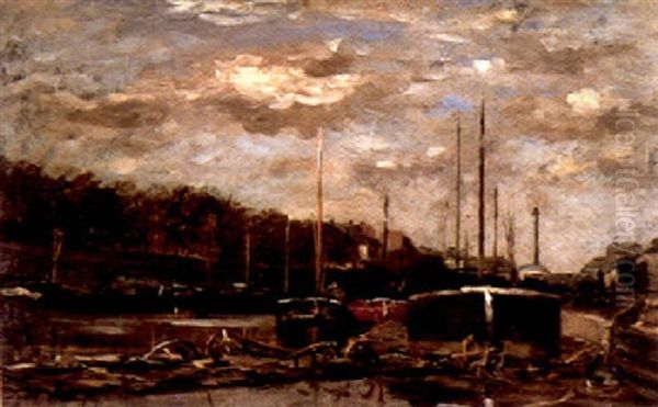 Barges Moored On The Seine - view 1