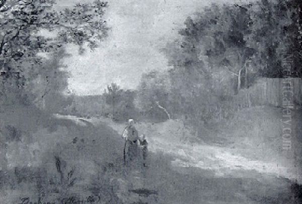 Country Landscape With Mother And Daughter - view 1