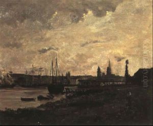 Vue De Rouen by Karl Pierre Daubigny