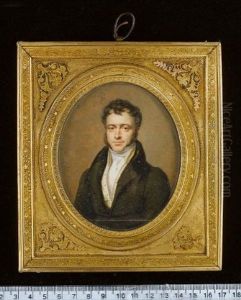 A Gentleman, Wearing Dark Brown Coat With Velvet Collar, Cream Waistcoat And White Cravat Held With Gold Stickpin A Gentleman, Wearing Dark Brown Coat With Velvet Collar, Cream Waistcoat And White Cravat Held With Gold Stickpin
