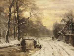 On A Snowy Path In Winter, Haagse Bos, The Hague by Louis Apol