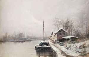 Peniche Sur Le Canal. by Louis Apol