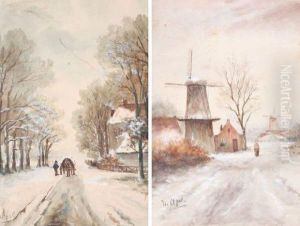 La Cariole Sous La Neige by Louis Apol