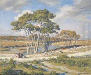 Deux Bretonnes Pres D'un Aven by Andre Eugene Dauchez