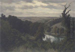 A River Winding Through Wooded Pasture by Andre Eugene Dauchez