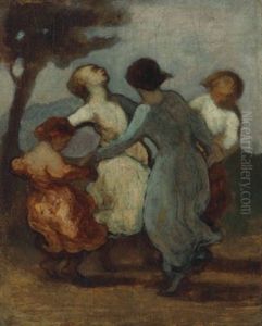 Une Ronde D'enfants (enfants Dansant En Rond-ronde De Jeunes Filles)
