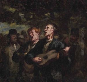 Chanteurs Ambulants ('buskers') by Honore Daumier