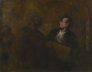 Deux Personnages Dans Un Atelier De Peintre by Honore Daumier