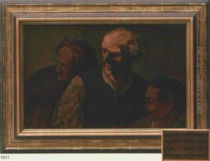 Familie Auf Der Barrikade by Honore Daumier
