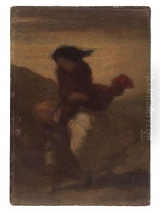 Course Au Bord De La Mer - Un Coup De Vent by Honore Daumier