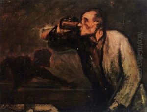 Joueurs De Billard (le Buveur) by Honore Daumier