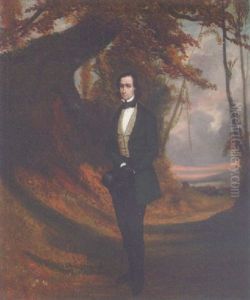 Portrait Of A Young Man In A Wooded Landscape by Honore Daumier