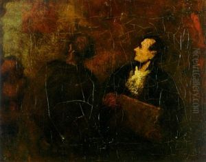Deux Personnages Dans Un Atelier De Peintre by Honore Daumier