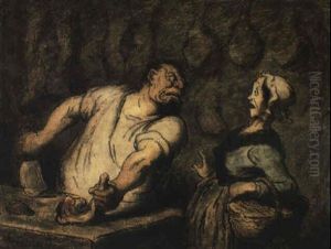 Le Boucher, Marche Montmartre by Honore Daumier