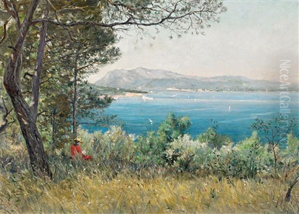 Lesende Frau In Den Hugeln Oberhalb Der Cote D' Azur - view 1