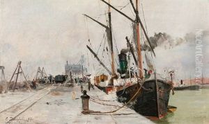 <port De Calais> by Eugene Baptiste Emile Dauphin