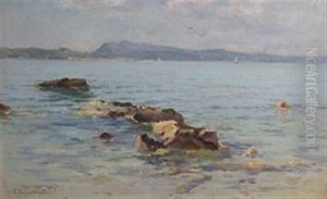 Sunny Coastal View by Eugene Baptiste Emile Dauphin