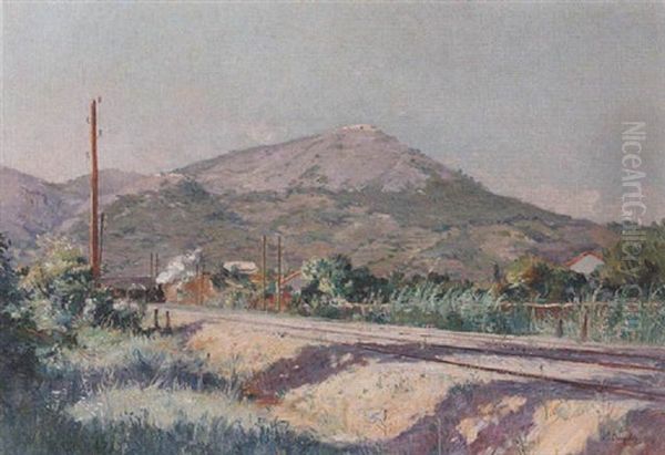 A Train In A Meditterranean Landscape - view 1