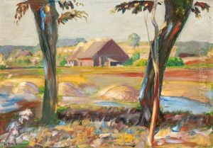 Landschaft Mit Bauernhausern by Hermann Daur