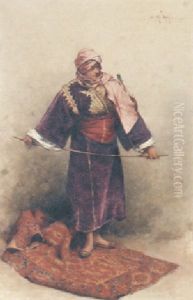 An Oriental Carpet Seller by Charles Daux