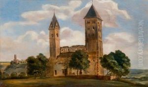 Etude D'eglise Romane Dans Un Paysage Vallonne (study) Etude D'eglise Romane Dans Un Paysage Vallonne (study)