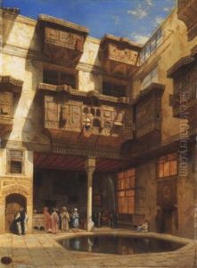 Interieur D'une Cour Au Caire by Adrien Dauzats