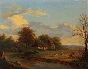 Landschaft Mit Flusslauf by Jean-Baptiste Davelooze