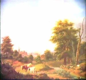 Paysage Anime Des Environs De Courtrai by Jean-Baptiste Davelooze