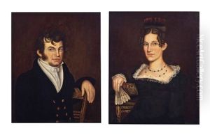 A Pair Of Portraits Of A Gentleman And Lady by Patrick Henry Davenport