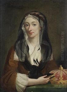 Portrait Of Maria Clementina Sobieska, Half-length, In A Brown Dress And Black Shawl by Antonio David