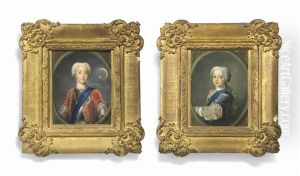 A Pair Of Miniatures: Prince Charles Edward Stuart (1720-1788), Known As Bonnie Prince Charlie Or The Young Pretender, Wearing The Blue Sash And Breast-star Of The Order Of The Garter And The Green Ribbon And Badge Of The Order Of The Thistle; Together Wi