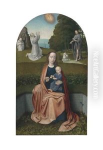 The Virgin And Child With The Stigmatization Of Saint Francis Of Assisi And Saint John The Baptist In The Wilderness (in Collab. W/workshop) by Gerard David
