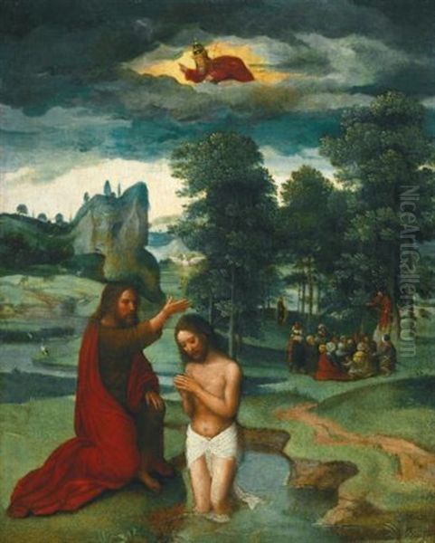 The Baptism Of Christ In A Landscape With The Preaching Of St. John The Baptist In The Background - view 1