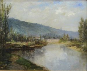 River Landscape by Jacques Louis Jules David