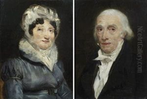 Portrait (de Jean-louis Michelis?), Conseiller A La Cour Des Comptes (+ Portrait De Femme A La Coiffe Blanche; Pair) by Jacques-Louis David