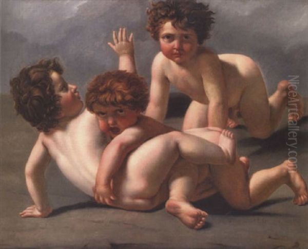 Three Children Brawling - view 1