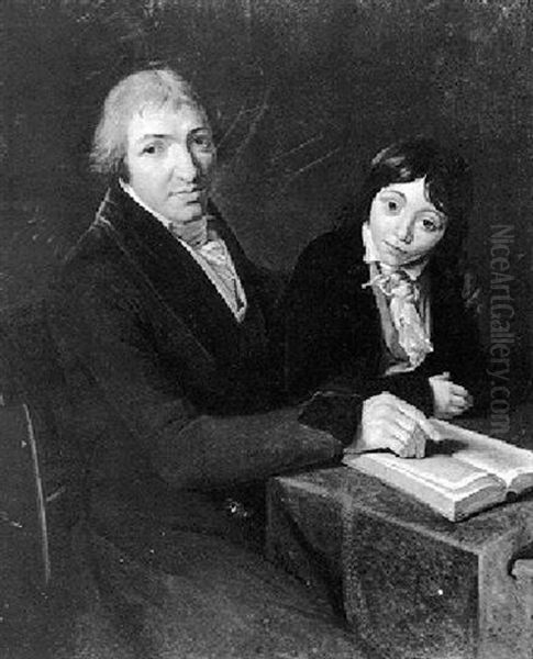 Portrait Of A Man And His Son Reading (m. Maubach And His Son?) - view 1