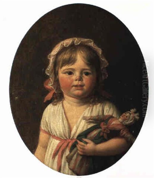 A Young Girl Holding A Doll - view 1