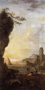Paysage Maritime Avec Famille De Pecheur by Joseph Antoine David