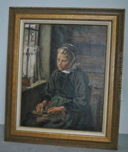 Jeune Bretonne Pres De Sa Fenetre (le Faouet?) by Germain David-Nillet