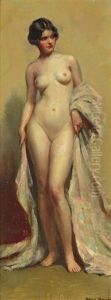 Standing Nude With Robe by Allan Douglas Davidson