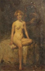 Studio Interior With Seated Female Nude Studio Interior With Seated Female Nude